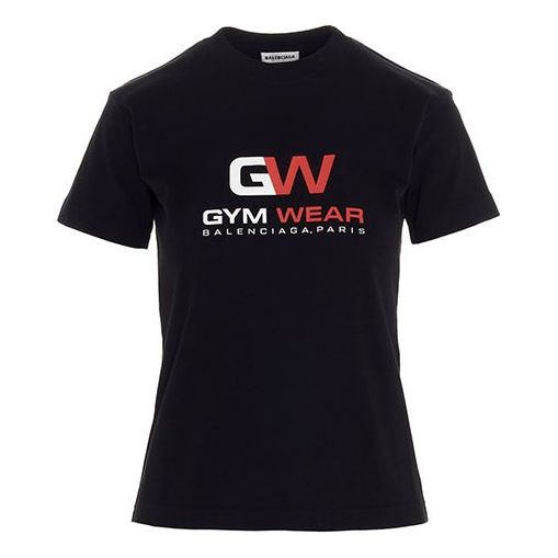 Balenciaga Logo Printing Round-neck Tee Black 612964TIVD51000