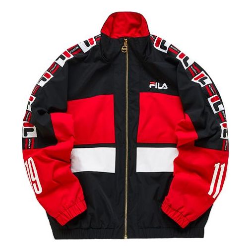 (WMNS) Fila Loose Woven Contrasting Colors Sports Jacket 'Red Black' T11W122704A-RD