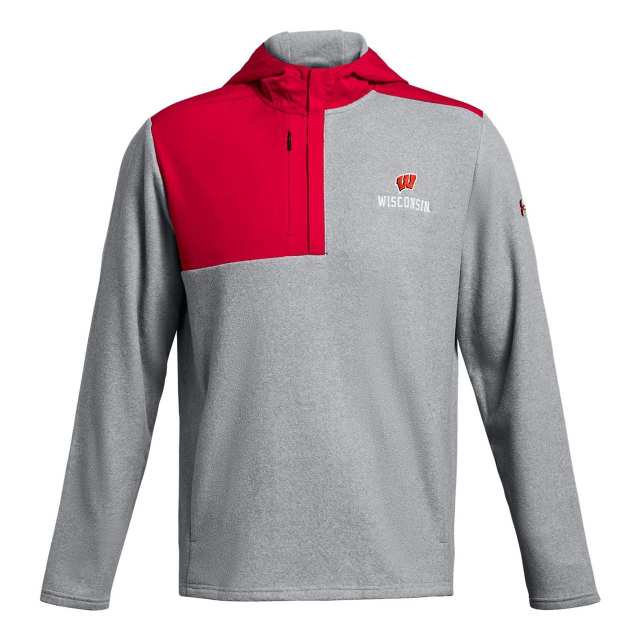 Under Armour University of Wisconsin-Madison Fleece Collegiate Hoodie 'Grey Red' 5120631-834