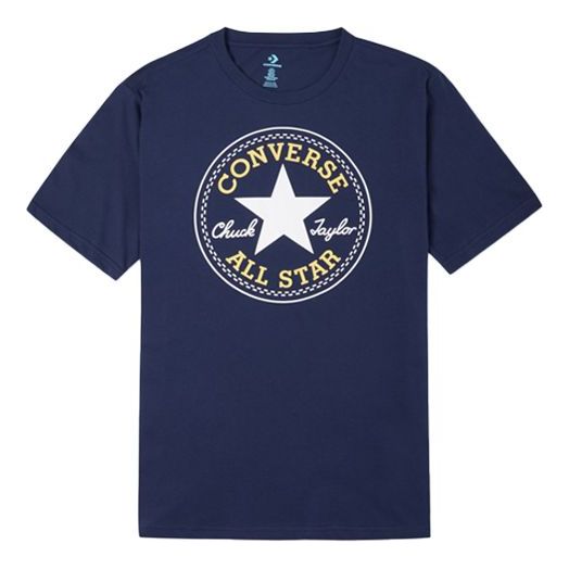 Men's Converse All Star Classic Printing Sports Round Neck Short Sleeve Navy Blue 10007887-A56