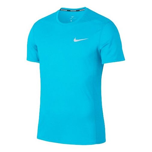 Nike Cool Mylar Breathable Running Quick Dry Short Sleeve Blue 892995-482