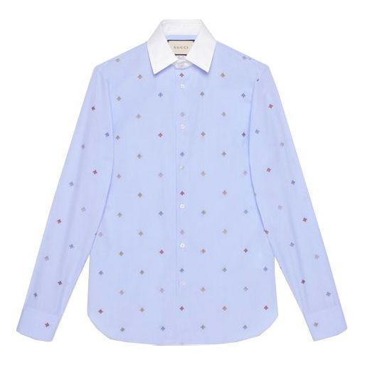 Gucci Bee Long Sleeve Shirt For Men Blue 547232-ZAADW-4930