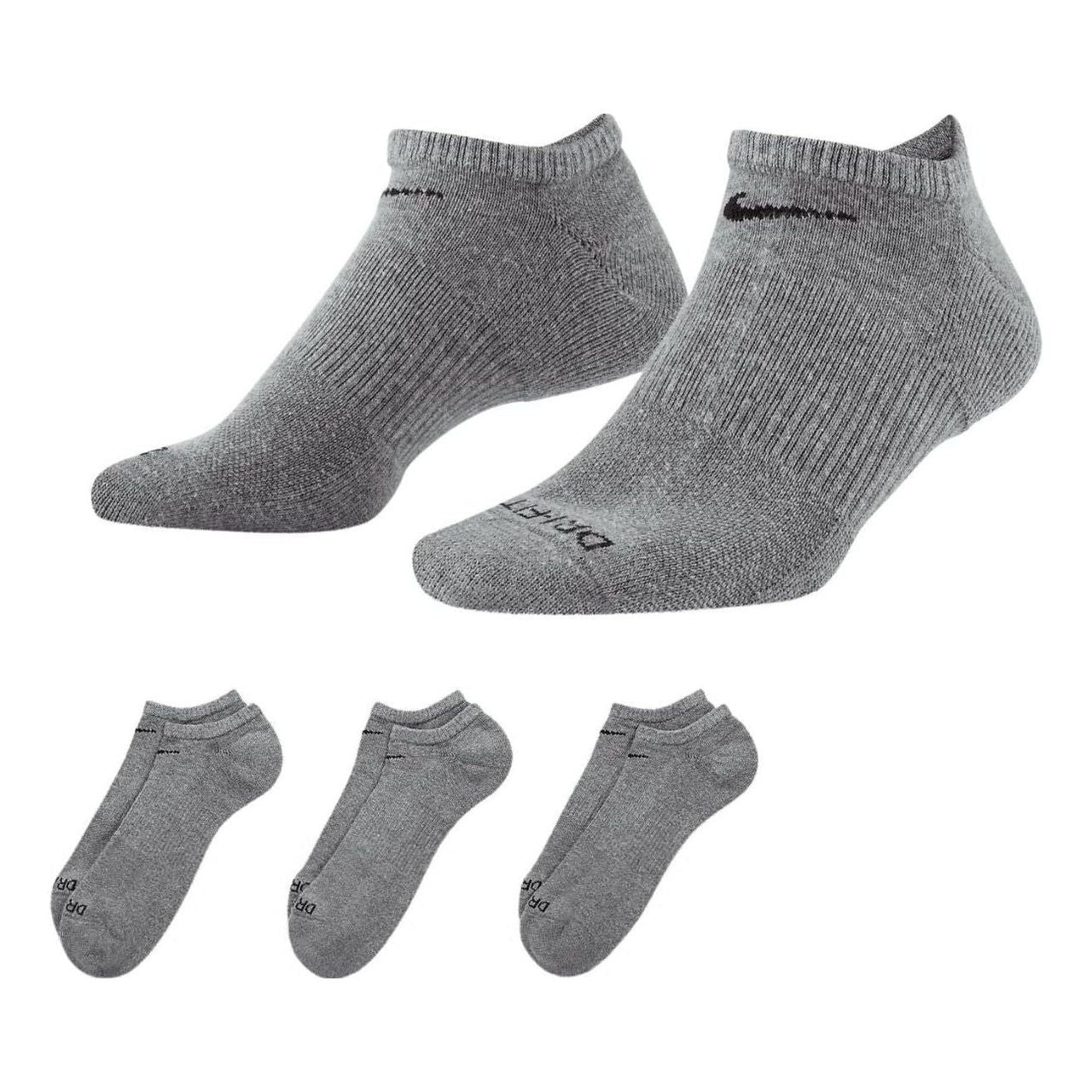 Nike 3 PK Everyday No Show Cushion Socks 'Grey' SX7673-064