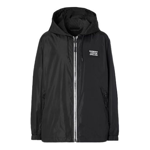 Men's Burberry Logo ECONYL Light Hooded Jacket Black 80270981