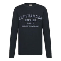 DIOR Letter Print Round Neck Long Sleeve For Men Navy 043J611A0589-C589