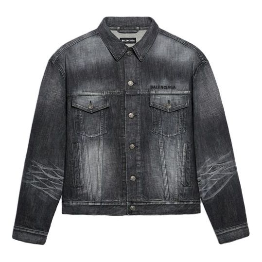 Balenciaga Denim Jacket With Back Logo Large Fit 'Fake Wash Black' 620728TIW435720