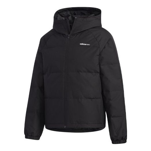 adidas neo Loose hooded Short Sports Down Jacket Black GP5910