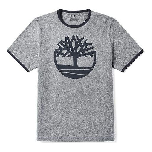Men's Timberland Logo Printing Short Sleeve Gray A2B7U052