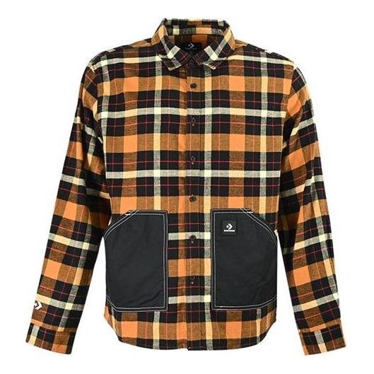 Converse Plaid Patchwork Woven Long Sleeve Button Down Shirt 'Yellow' 10023802-A01