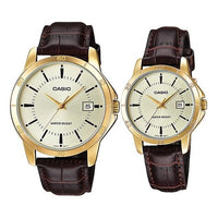 CASIO ENTICER&DRESS Series Vintage Waterproofes Yellow Couple Quartz Gold Analog MTP-V004GL-9A<P-V004GL-9A