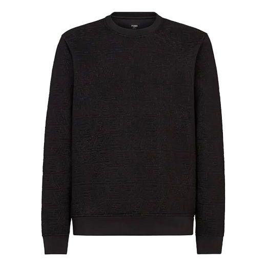 Men's FENDI FW21 Casual Round Neck Pullover Long Sleeves Black FY0178AGADF0QA1