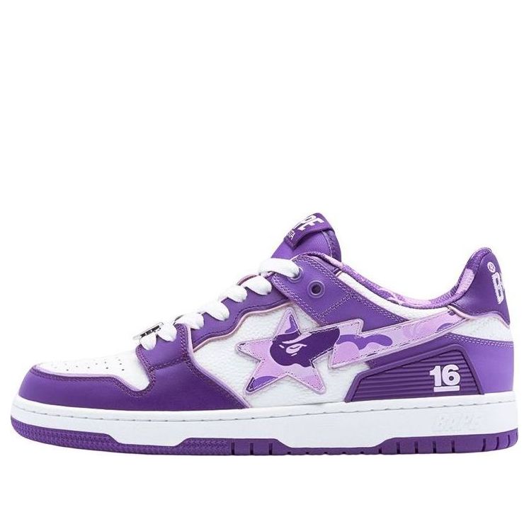 A BATHING APE SK8 Sta Leather Low 'Purple' 16 1J22-191-002-PURPLE