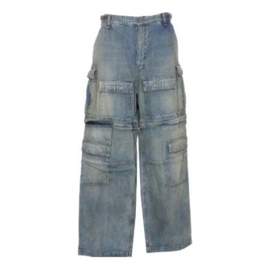 (WMNS) Balenciaga 24SS Zipper Type 2Way Denim Cargo Pants 'Blue' 773759TPW534868