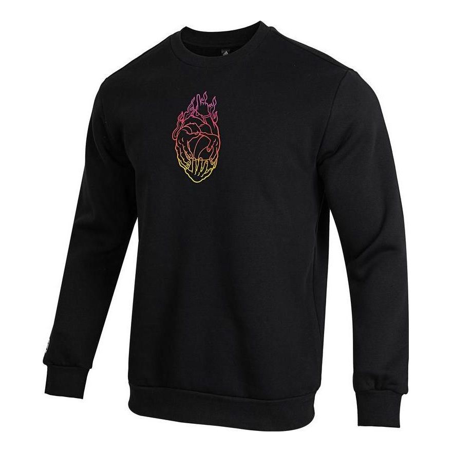 بلوفر adidas Gradient Solid Color Neck Round Neck بأكمام طويلة للرجال باللون الأسود IA6677