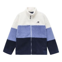 New Balance Plus Colorblock Patch Detail Zip Up Teddy Jacket 'White Blue Black' 6DC44823-NV