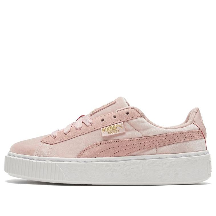 (WMNS) PUMA Platform Velvet Pink/White Low Casual Board Shoes 373935-02