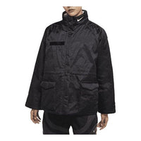 (WMNS) Nike Brand Logo Stand Collar Solid Color Casual Sports Hoodless Padded Clothes Black DD4647-010