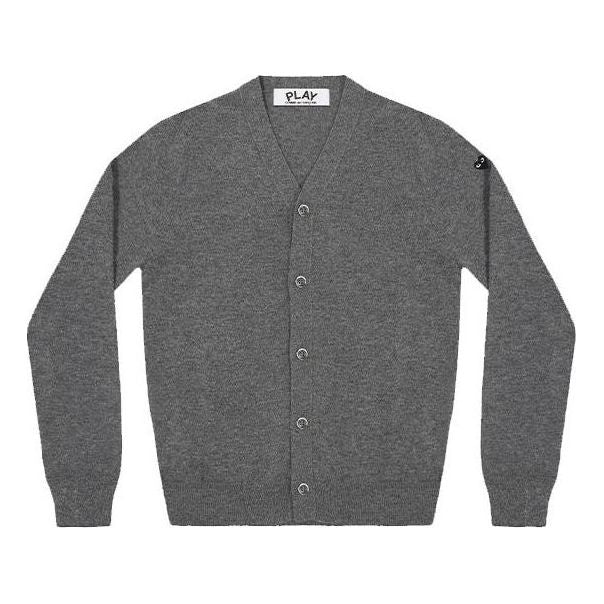 COMME des GARCONS PLAY Cardigan Black Sleeve Emblem 'Grey' AZ-N046-051-3