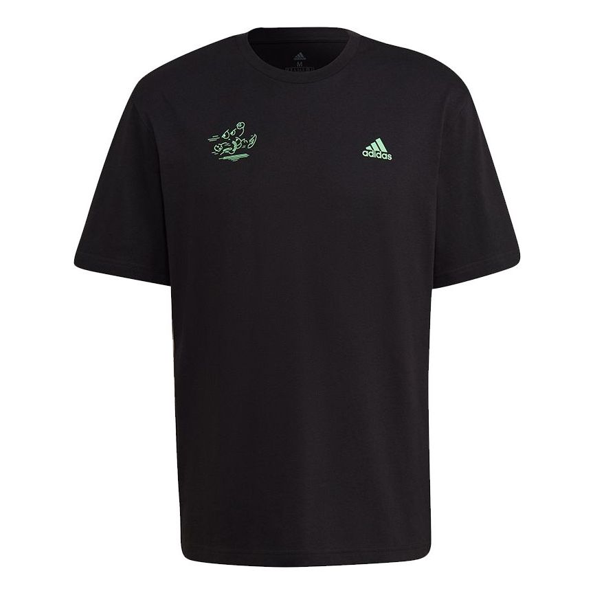 Men's adidas Sig Gfx 1 Casual Sports Breathable Printing Short Sleeve Black T-Shirt GV1348