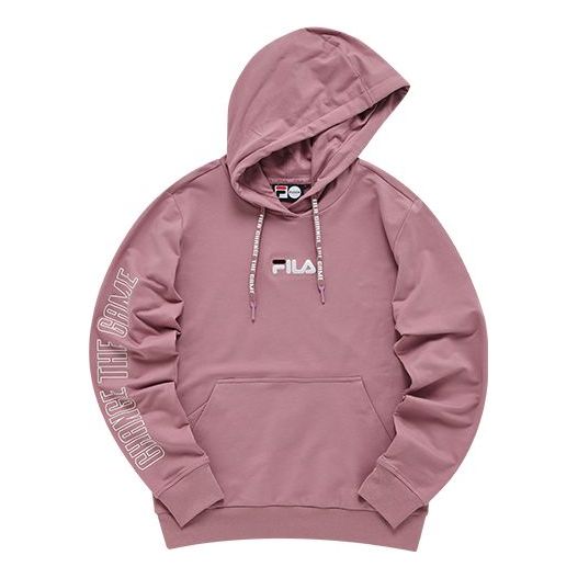 (WMNS) FILA FUSION Logo Embroidered Solid Color Sports Hoodie Pink T11W133204F-PK