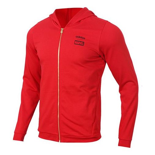 adidas neo x MARVEL Crossover Back logo Casual Sports Hooded Jacket Red EA0322