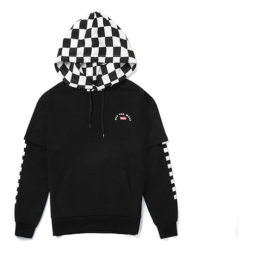 (WMNS) Vans Plaid hooded Drawstring Hoodie Black VN0A4BQXBLK