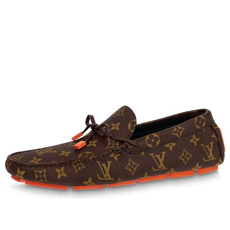 حذاء موكاسين من LOUIS VUITTON LV Driver "بني مونوغرام مع برتقالي" 1ABF7Z