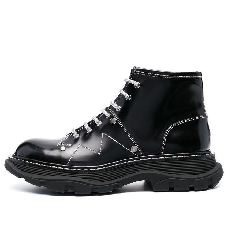 (WMNS) Alexander McQueen Tread Lace-up Boots 'Black White' 718366WIC6D1081