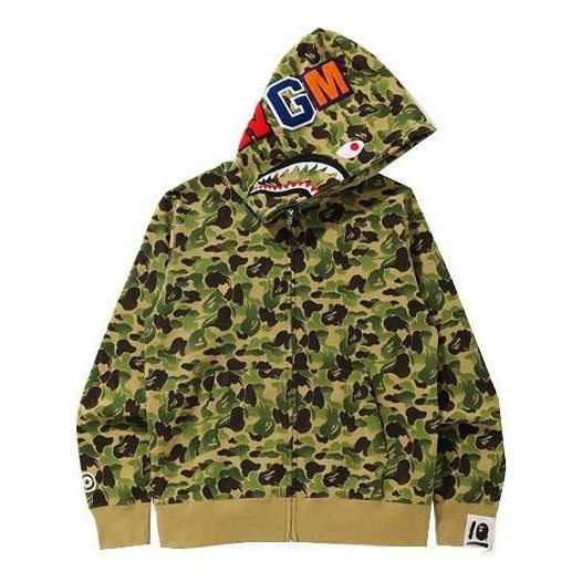 A Bathing Ape Shark Camo Full Zip Hoodie 'Green' OZXSWM11516X