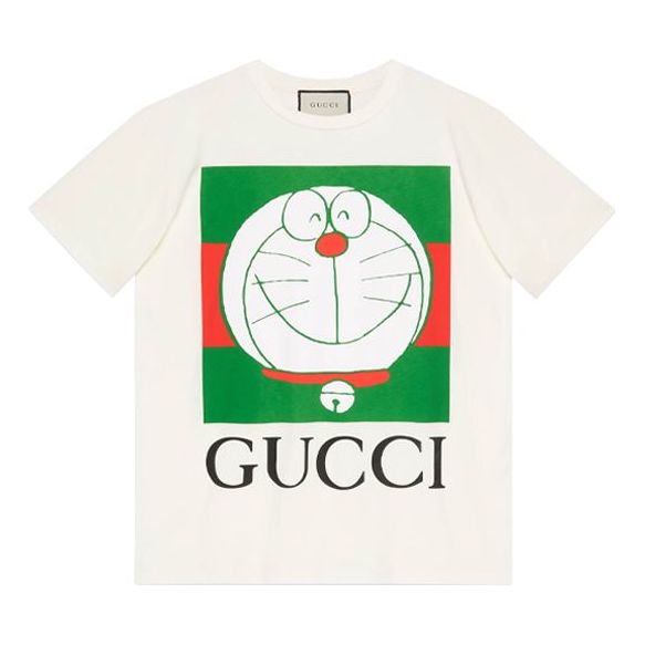 (WMNS) Gucci x Doraemon Logo-print T-shirt 'White' 615044-XJDIM-9095