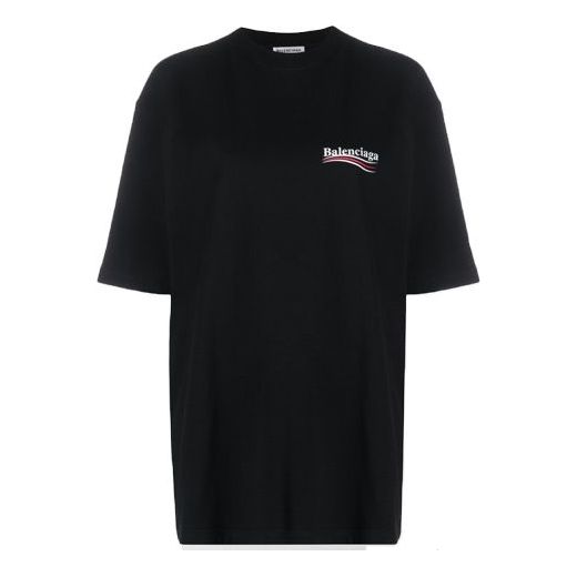 Balenciaga Political Campaign Printing Large Version Short Sleeve Black 620941TIV521070