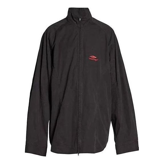 Balenciaga 3B Sports Icon Zip-Up Tracksuit Shirt 'Black Red' 720158TKO481000