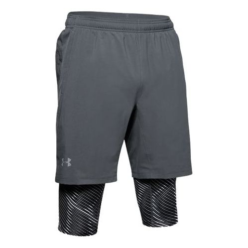 Under Armour Launch SW Long 2-in-1 Logo Shorts 'Pitch Grey' 1355480-012