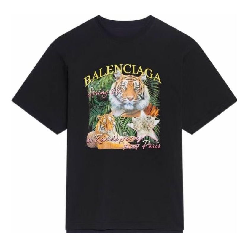 Balenciaga Year of the Tiger Logo T-Shirt 'Black' 681314TLVH21000