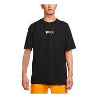 Men's Nike Loose Logo Geometry Pattern Printing Sports Short Sleeve Black T-Shirt DQ1859-010