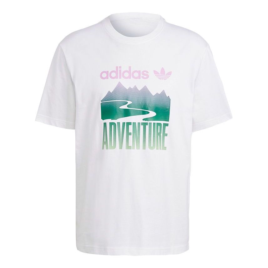 adidas originals Adv Mount Tee Retro Pattern Sports Short Sleeve White GN2358