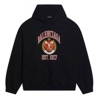Balenciaga Est. 1917 College Logo Print Hoodie Wide Fit 'Black' 675003TLV901076