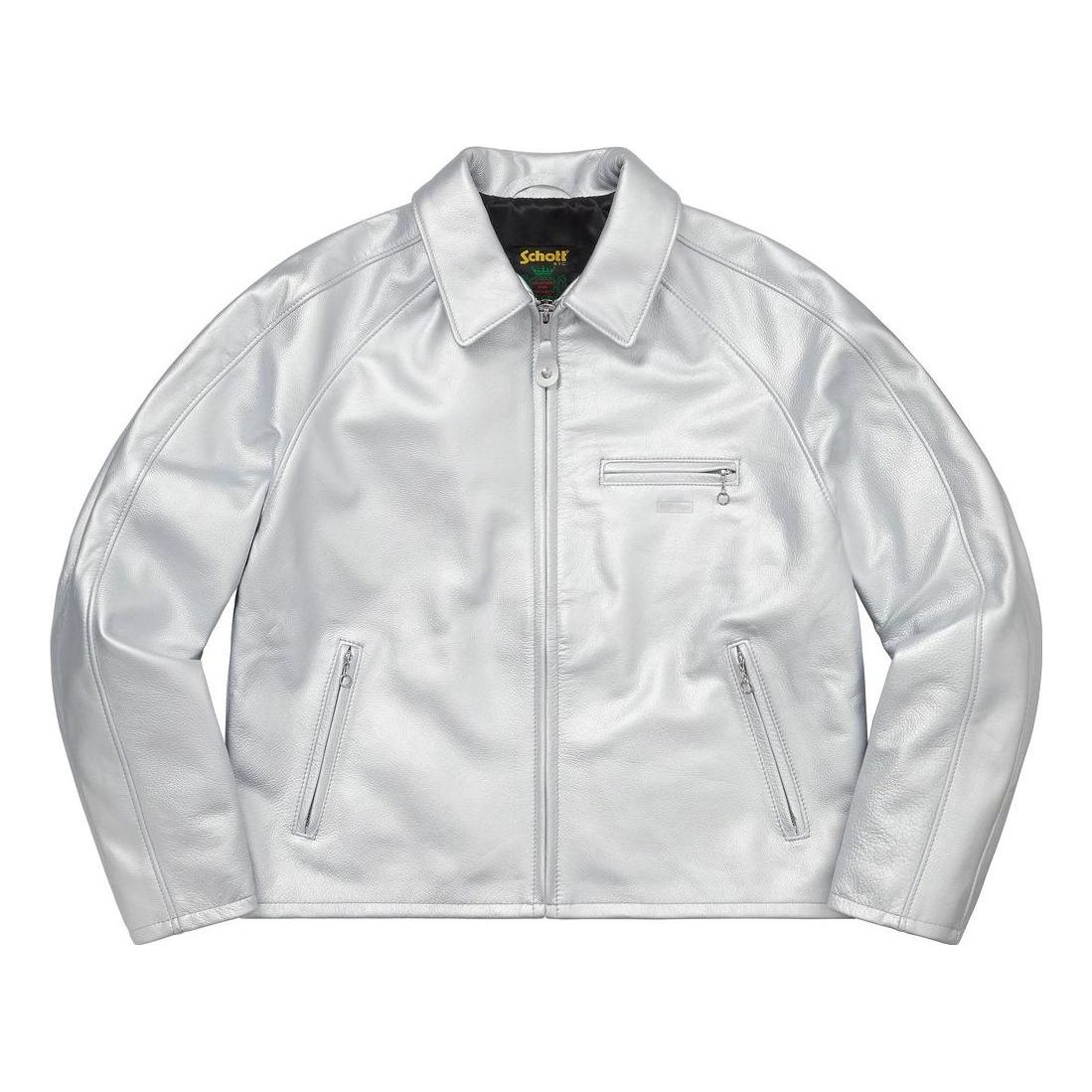 Supreme SS23 Week 5 x SCHOTT Leather Racer Jacket 'Silver' SUP-SS23-117
