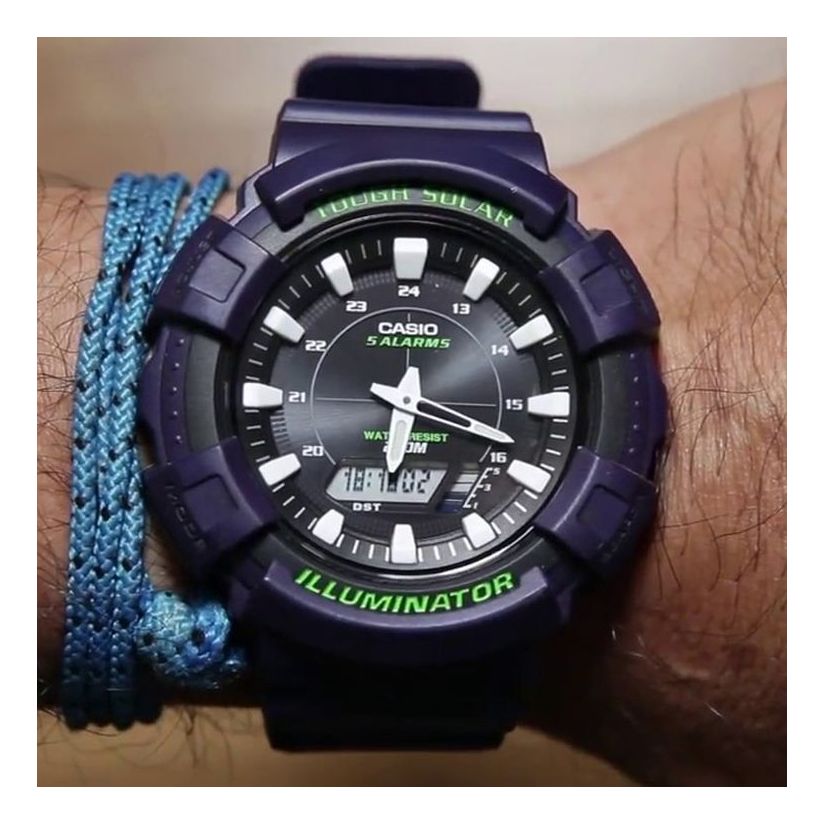 CASIO Solar Powered Mens Dark Blue Analog/Digital Combo AD-S800WH-2A