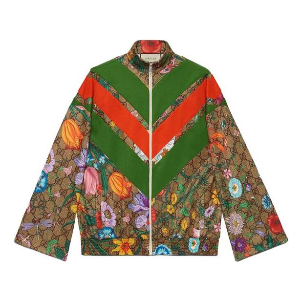 (WMNS) Gucci GG Floral Printed Zipper Jacket For Brown 605443-XJB9B-2103