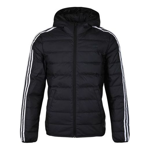 جاكيت adidas neo Windproof Stay Warm Casual بغطاء رأس وسحاب للأسفل أسود GJ8784