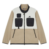 New Balance Colorblock logo Sports Stand Collar Polar Fleece Jacket Khaki 6DB42133-DB