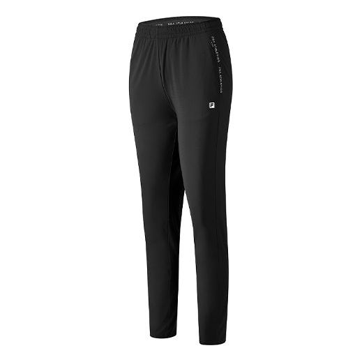 (WMNS) FILA Knit Long Pants Gym Slim Fit Sports Long Pants Black A11W021602F-BK
