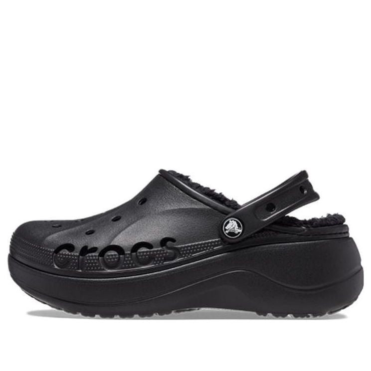 (WMNS) Crocs Baya Platform Lined Clog Sandals 'Black' 208708-001