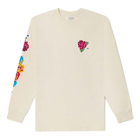 Vans Flower Printing Round Neck Casual Long Sleeves Couple Style Creamy White VN0A5FQB7VJ