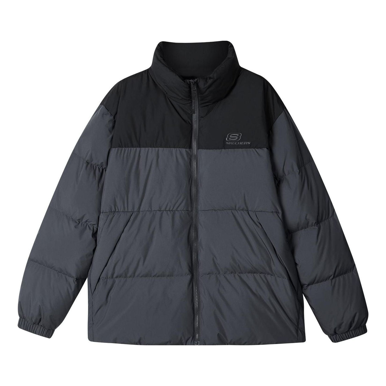 Skechers Fashion Logo Printed Down Jacket 'Black Grey' L423U106-00W5