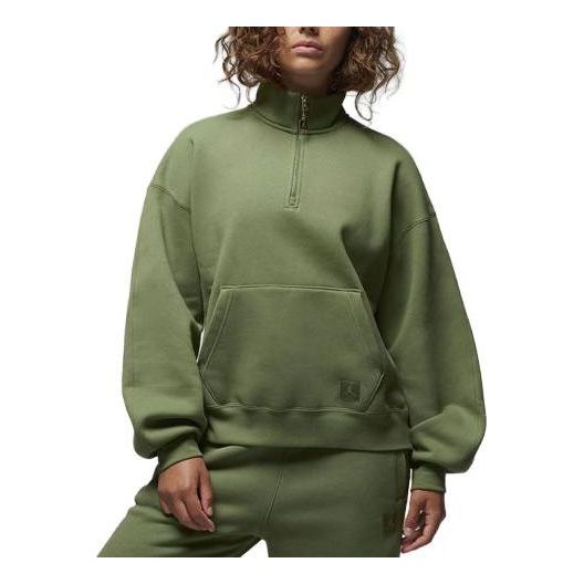 (WMNS) Air Jordan Flight Fleece Quarter-Zip Top 'Olive Green' FD7221-340