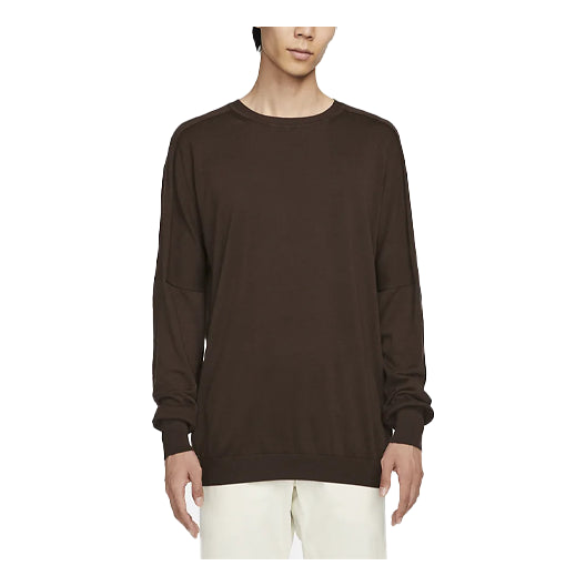 Men's Nike ESC Series Every Stitch Series Solid Color Long Sleeves Round Neck Knitwear Velvet Brown DH2675-295