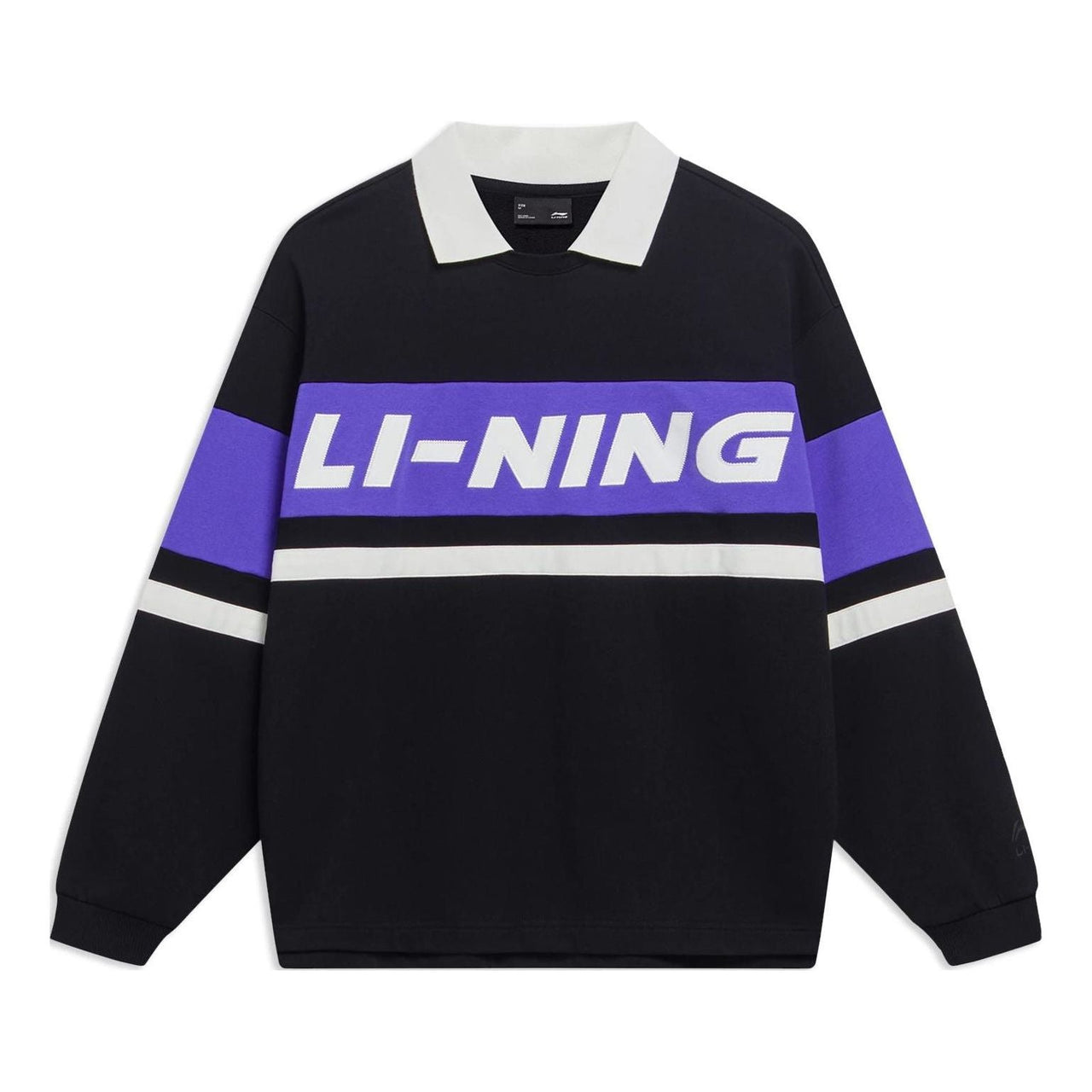 (WMNS) Li-Ning Graphic Color Block Polo Shirt 'Black Purple' AWDT544-2