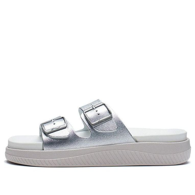 (WMNS) Li-Ning Clap Stylish Casual Fashion Silver Slippers AGAS004-2